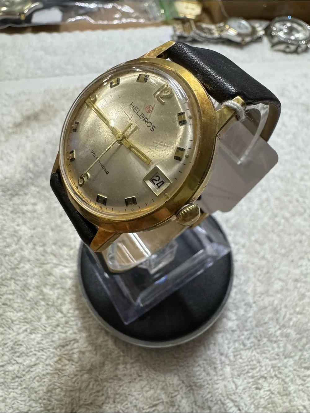 Helbros Gold-Tone Men's Watch with Black Strap - Date Display
